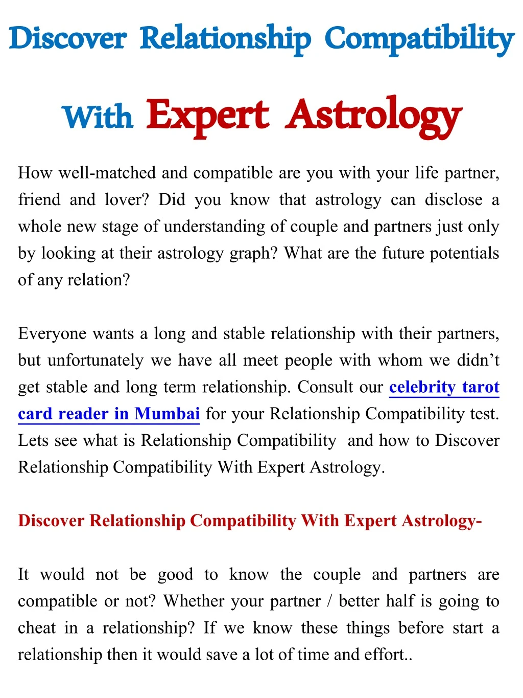 discover with how well matched and compatible