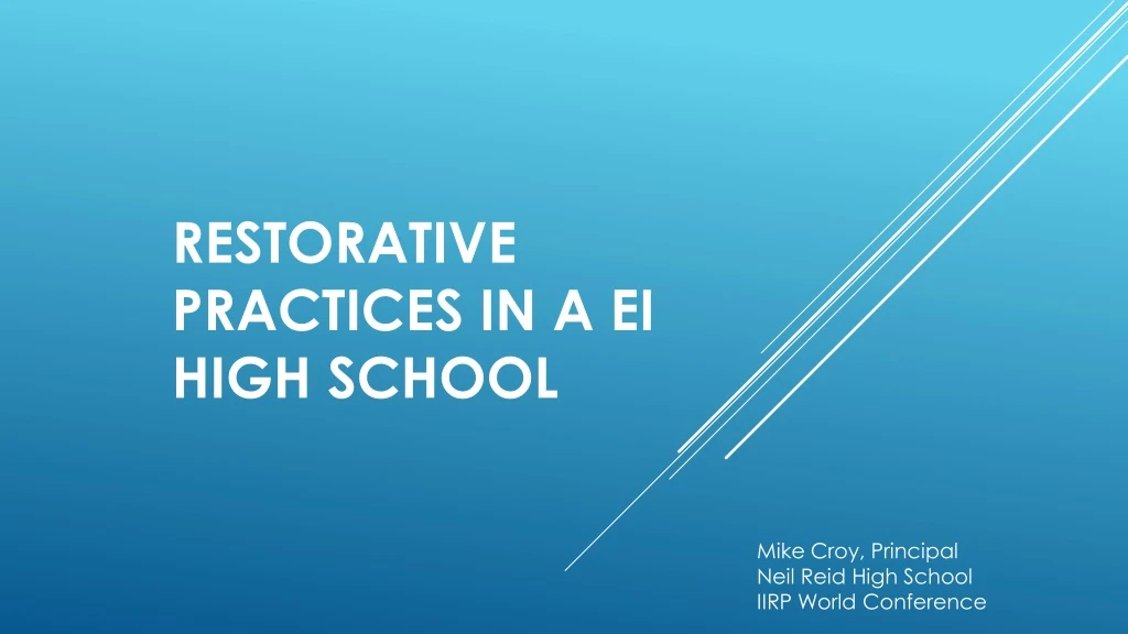 restorative practices in a ei high school