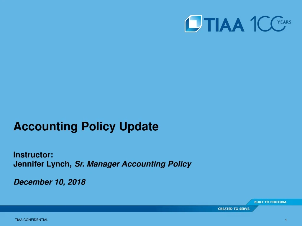 accounting policy update instructor jennifer lynch sr manager accounting policy december 10 2018