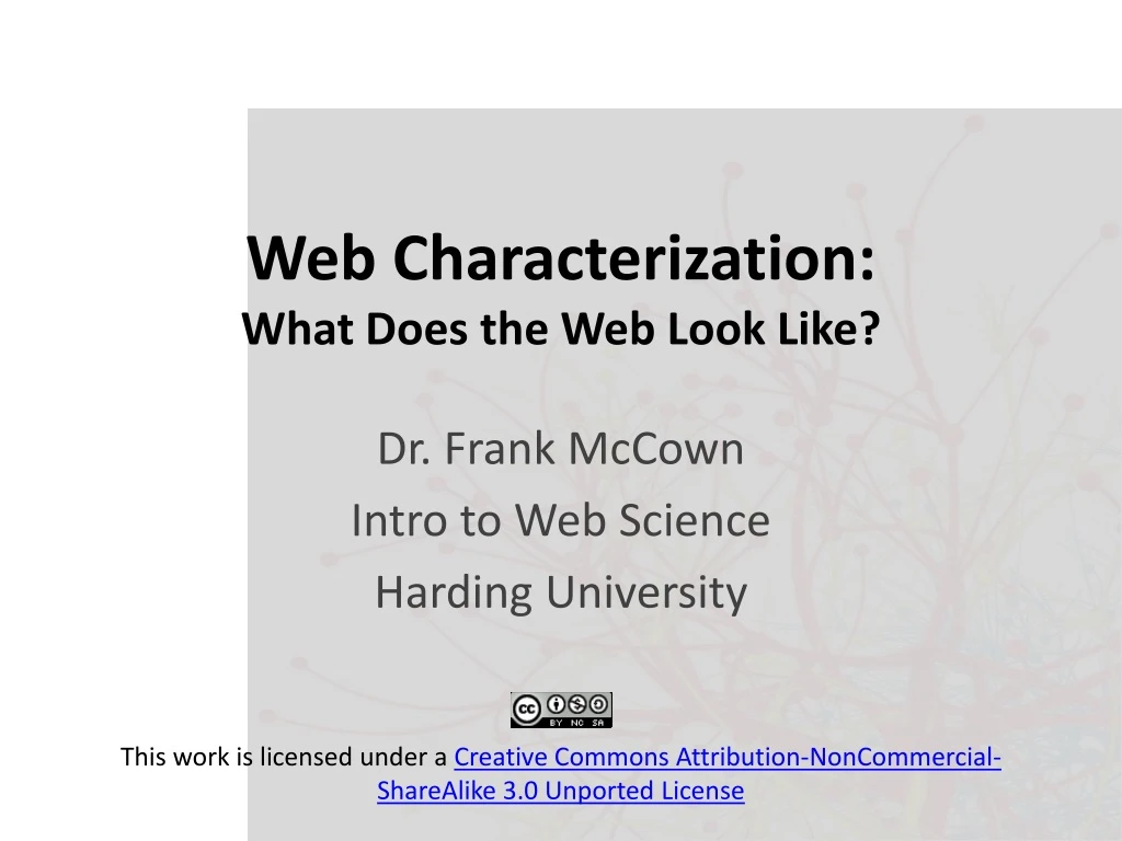 web characterization what does the web look like