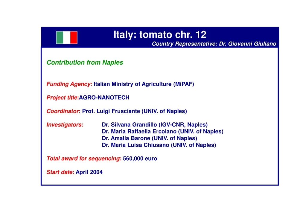 italy tomato chr 12 country representative
