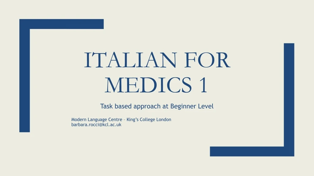 italian for medics 1