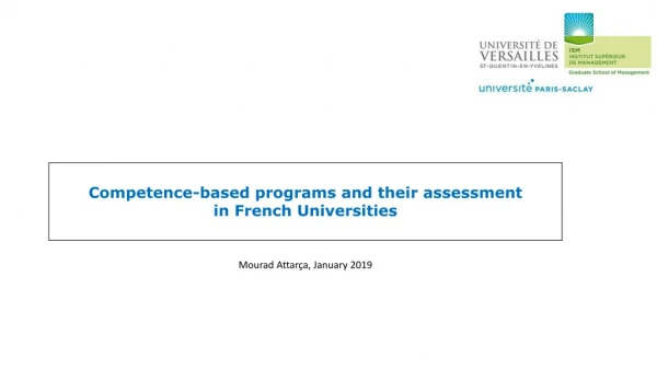 Competence-based programs and their a ssessment in French Universities