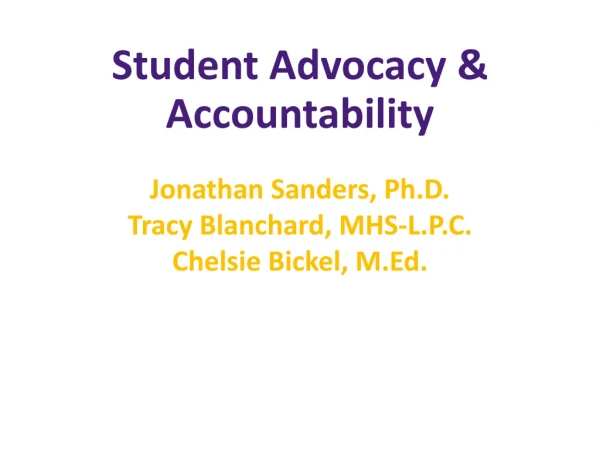 Student Advocacy &amp; Accountability
