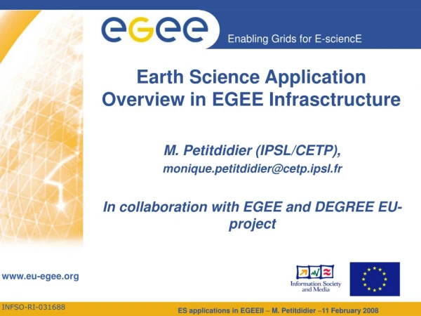 Earth Science Application Overview in EGEE Infrasctructure