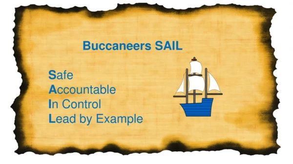 Buccaneers SAIL S afe A ccountable I n Control L ead by Example