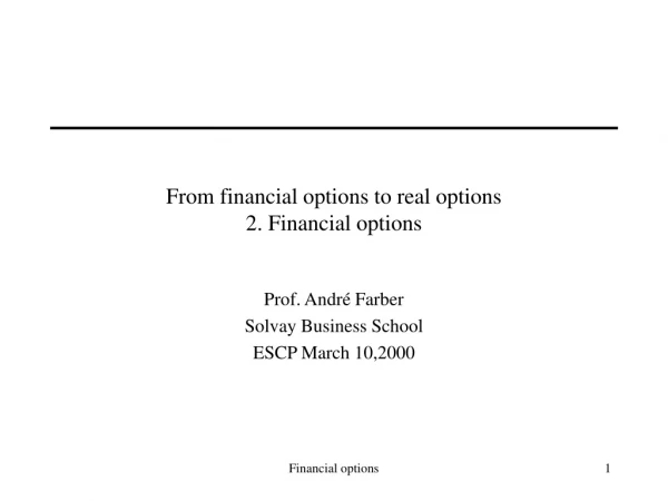 From financial options to real options 2. Financial options