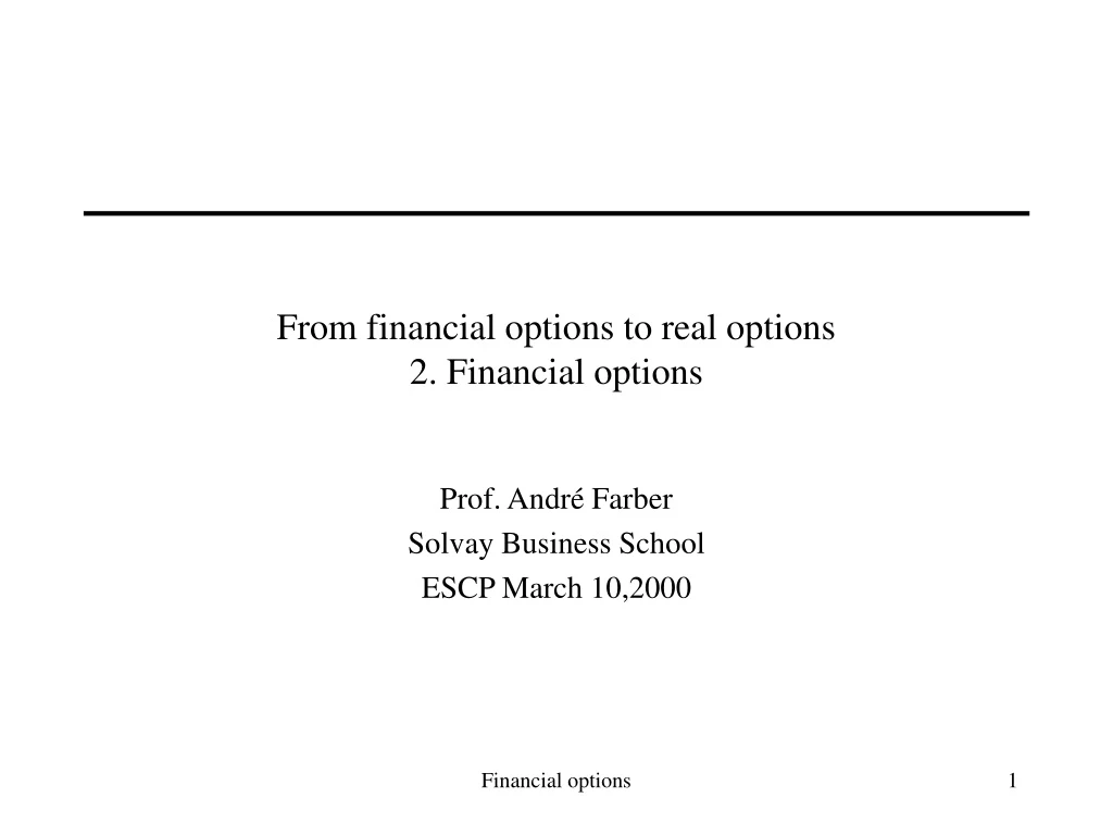 from financial options to real options 2 financial options