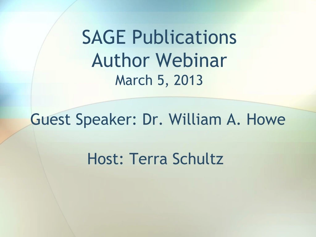 sage publications author webinar march 5 2013