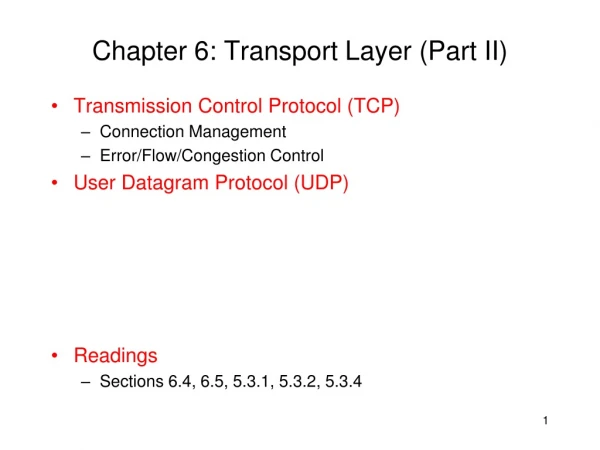Chapter 6: Transport Layer (Part II)