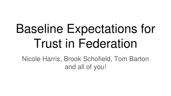 Baseline Expectations for Trust in Federation
