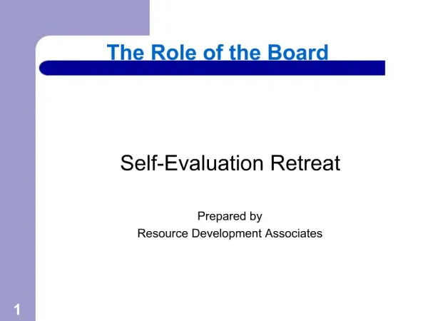 The Role of the Board