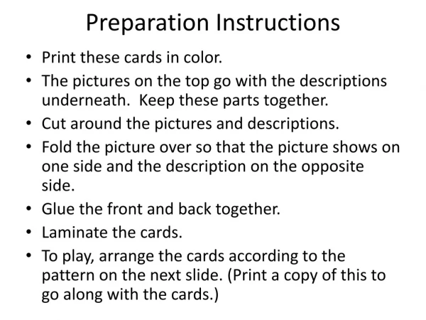 Preparation Instructions