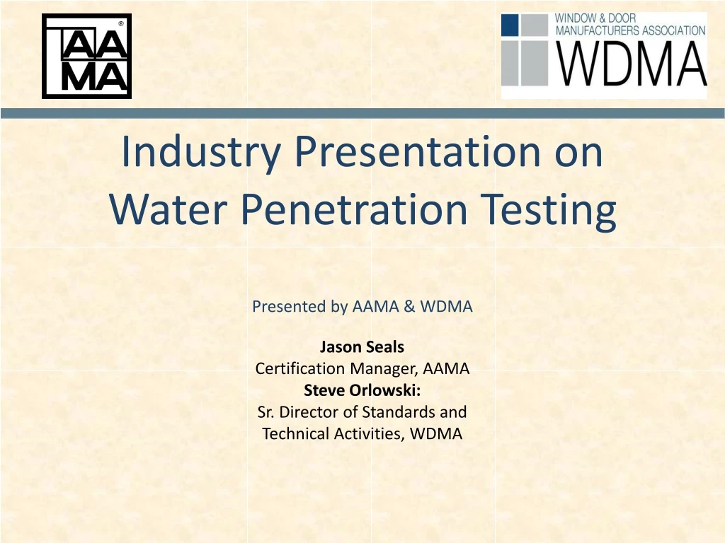 industry presentation on water penetration