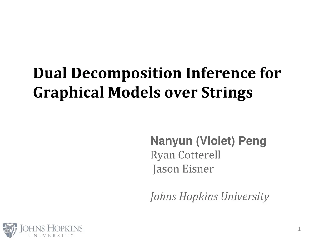 dual decomposition inference for graphical models