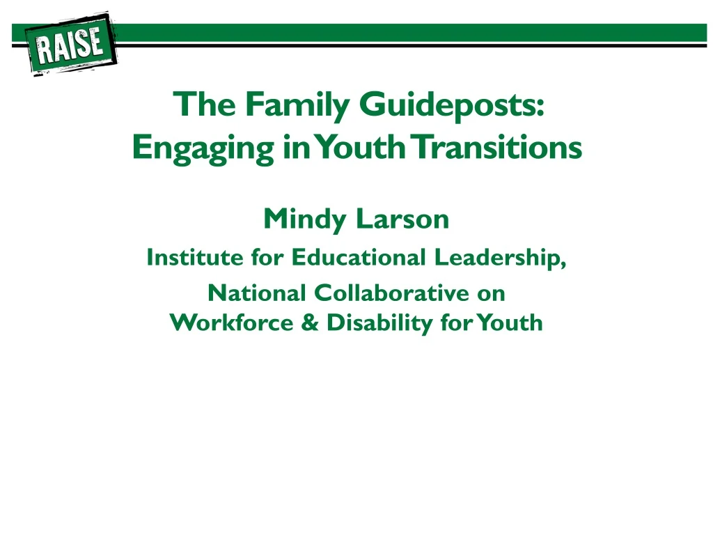 the family guideposts engaging in youth transitions