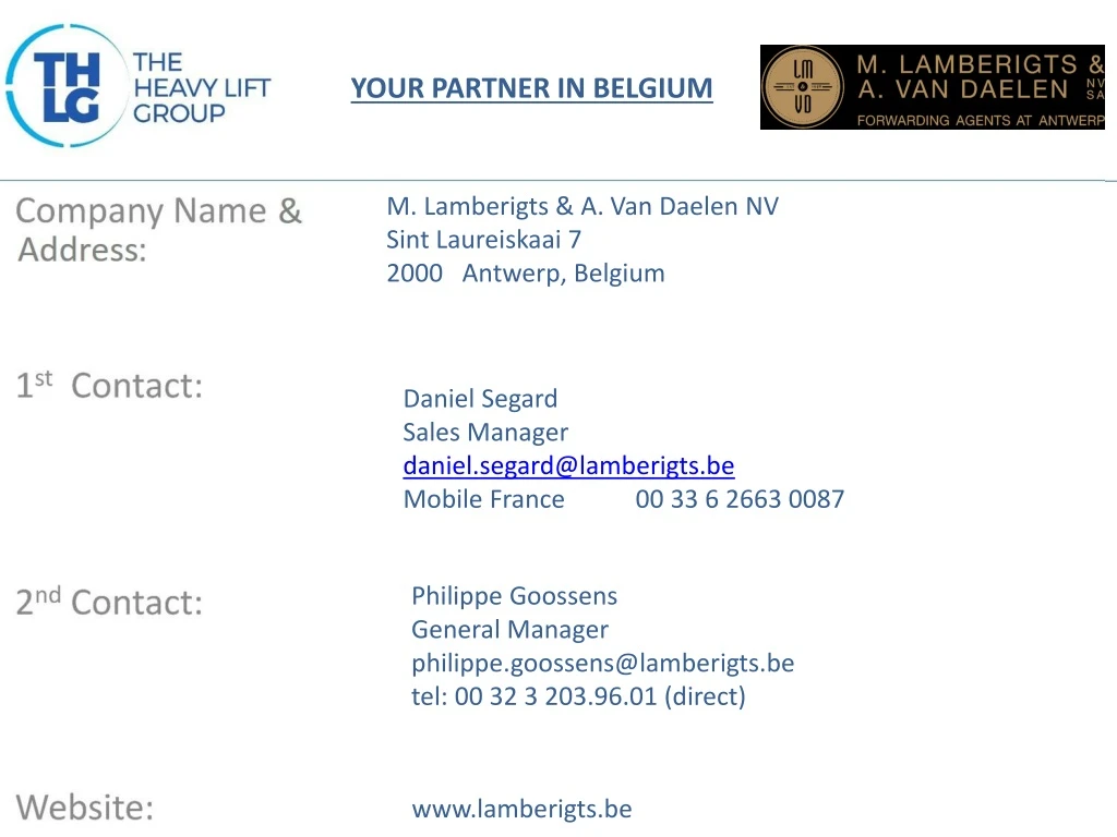 your partner in belgium