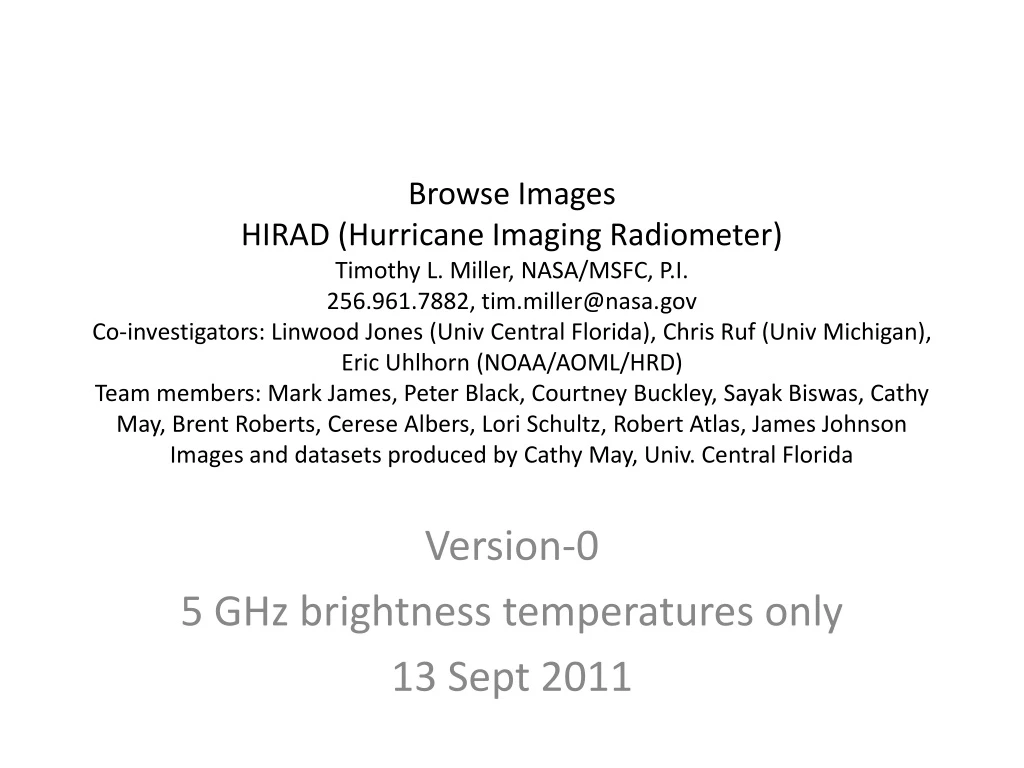 version 0 5 ghz brightness temperatures only 13 sept 2011