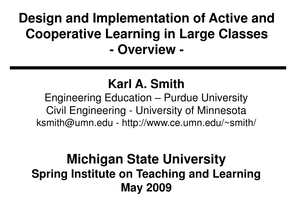 design and implementation of active and cooperative learning in large classes overview