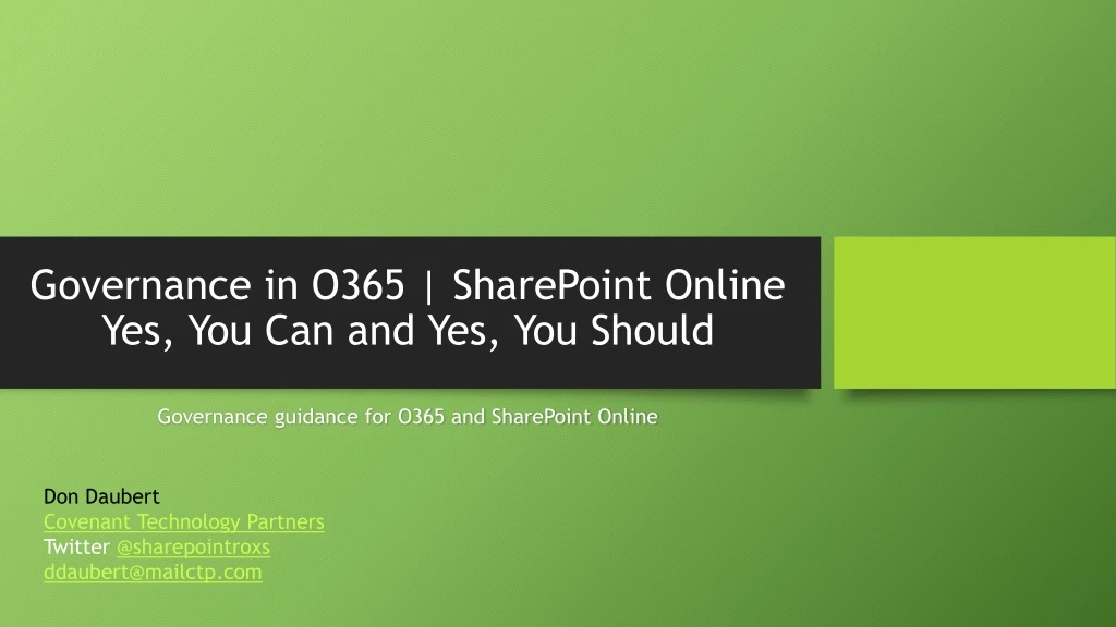 governance in o365 sharepoint online yes you can and yes you should