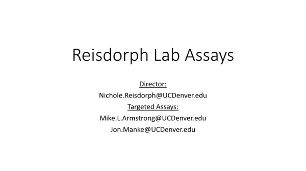 Reisdorph Lab Assays