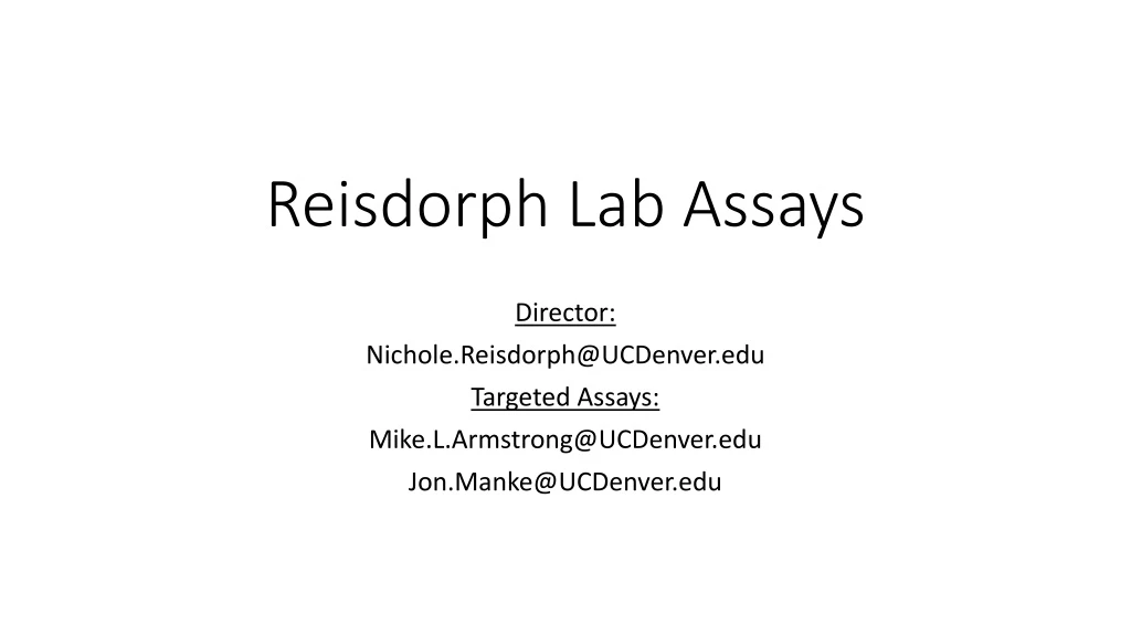 reisdorph lab assays