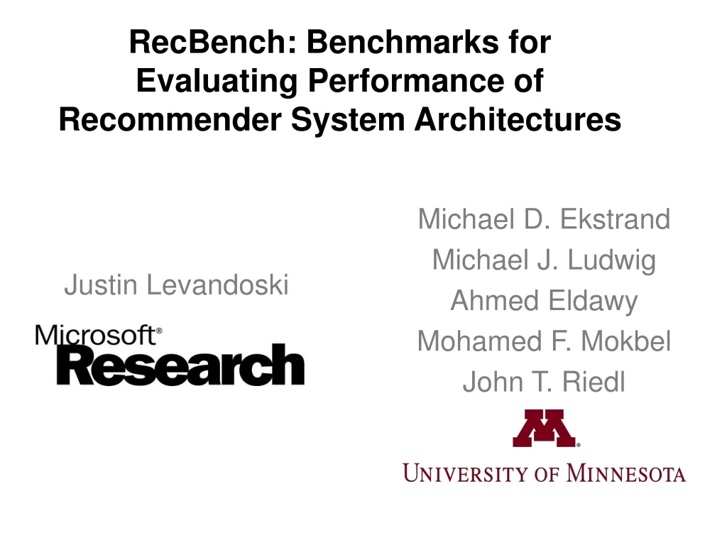 recbench benchmarks for evaluating performance of recommender system architectures