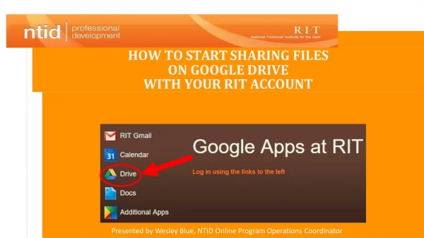 HOW TO START SHARING FILES ON GOOGLE DRIVE WITH YOUR RIT ACCOUNT