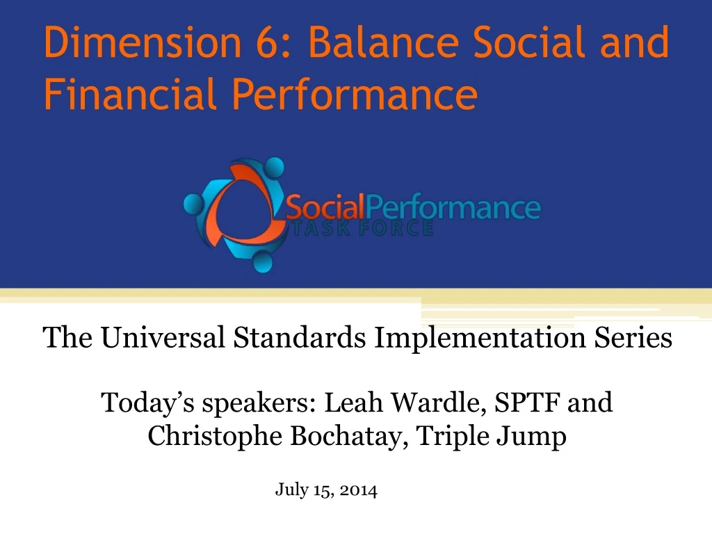 dimension 6 balance social and financial performance