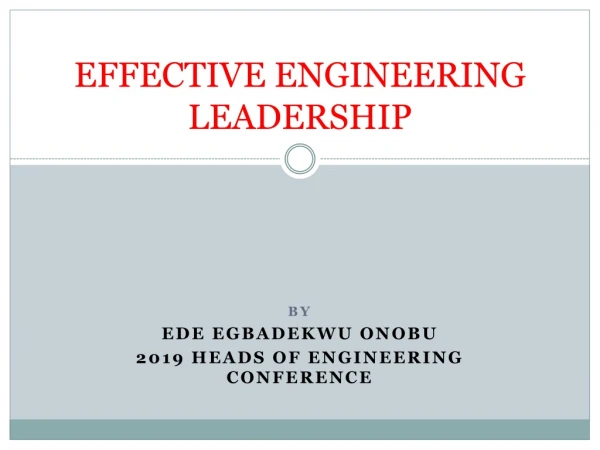 EFFECTIVE ENGINEERING LEADERSHIP