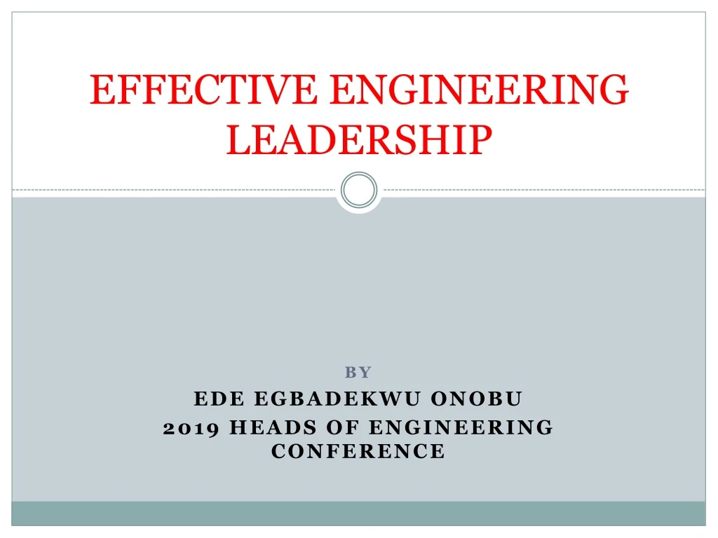 effective engineering leadership