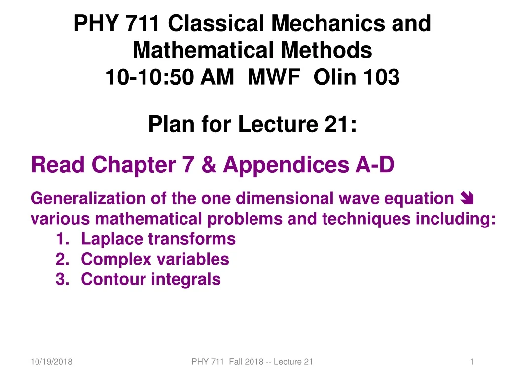 phy 7 11 classical mechanics and mathematical