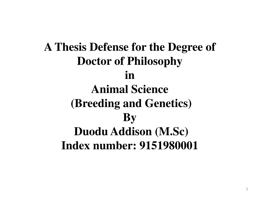 a thesis defense for the degree of doctor