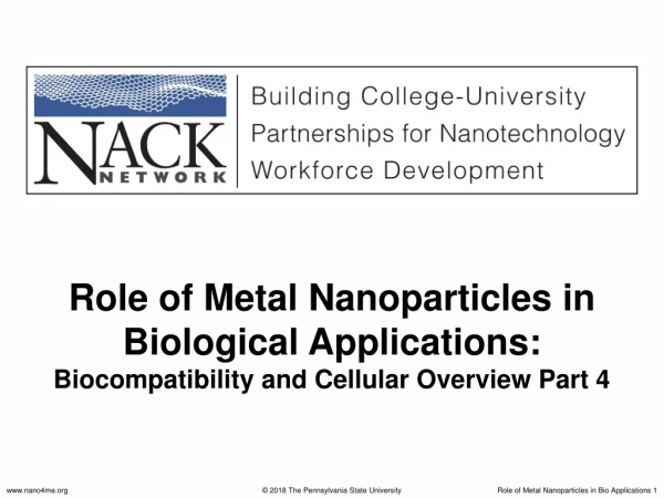 Role of Metal Nanoparticles in Biological Applications: