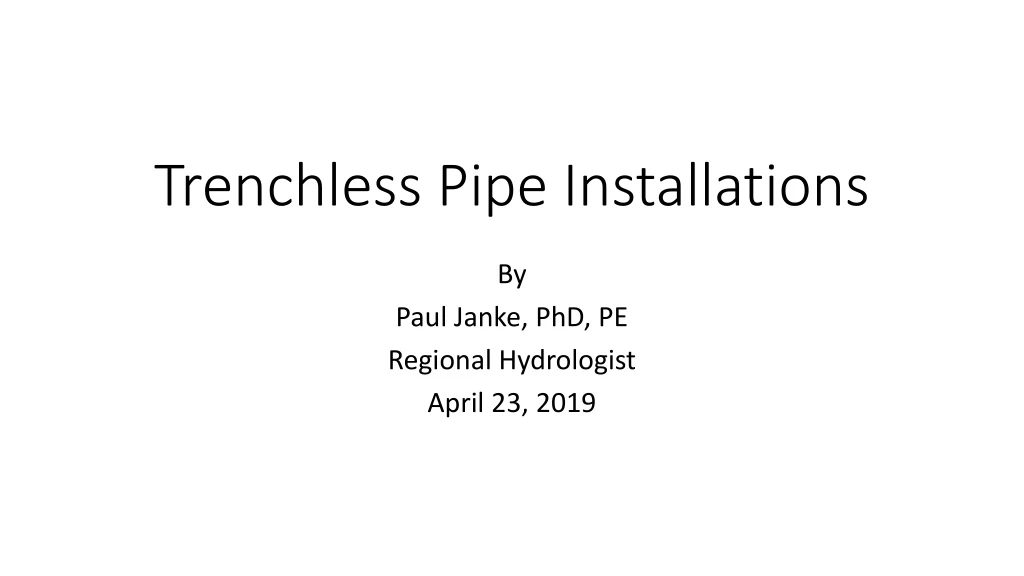 trenchless pipe installations