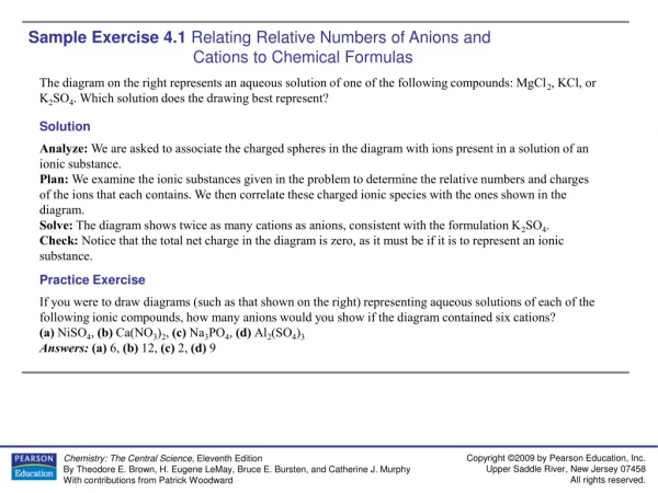 Sample Exercise 4.1 Relating Relative Numbers of Anions and 	Cations to Chemical Formulas