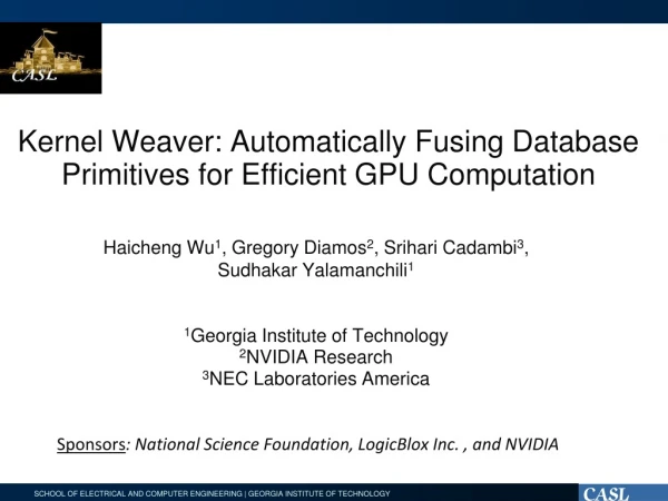 Kernel Weaver: Automatically Fusing Database Primitives for Efficient GPU Computation