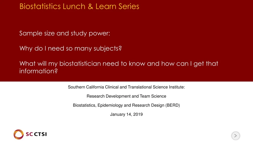 biostatistics lunch learn series sample size