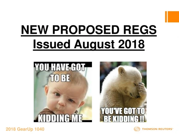 NEW PROPOSED REGS Issued August 2018