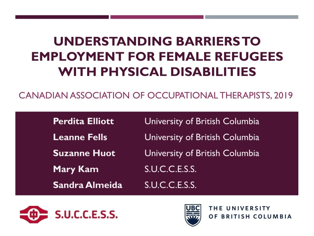 understanding barriers to employment for female refugees with physical disabilities