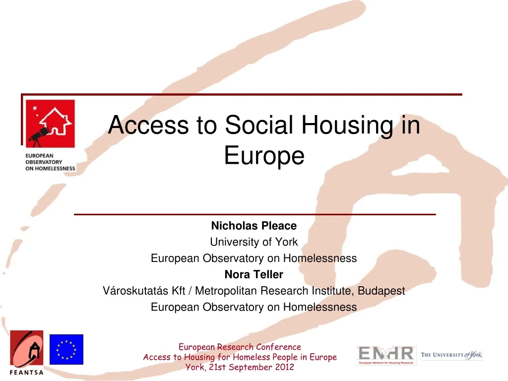 access to social housing in europe