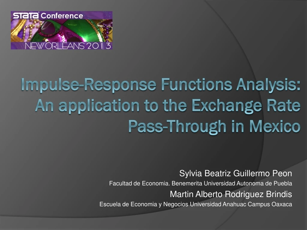 impulse response functions analysis an application to the exchange rate pass through in mexico