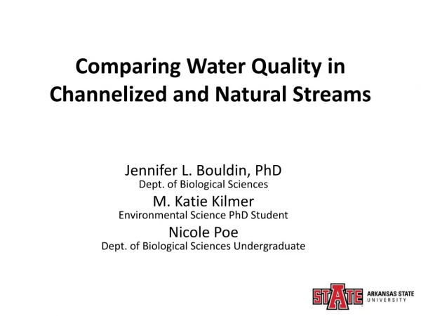 Comparing Water Quality in Channelized and Natural Streams