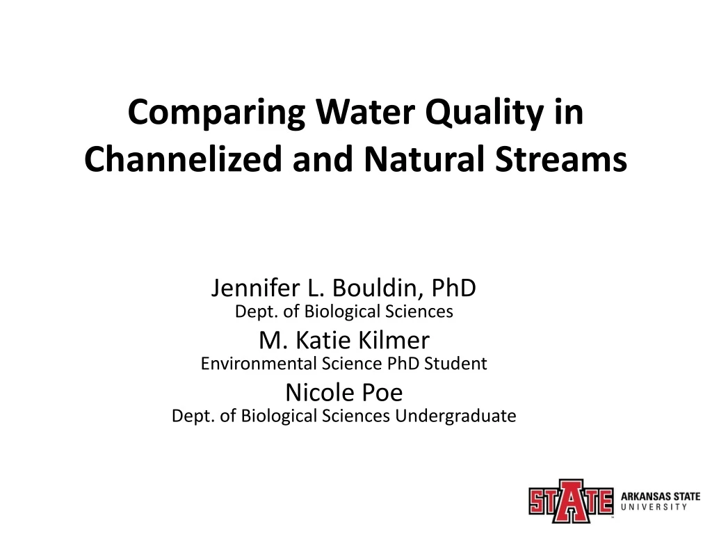 comparing water quality in channelized and natural streams