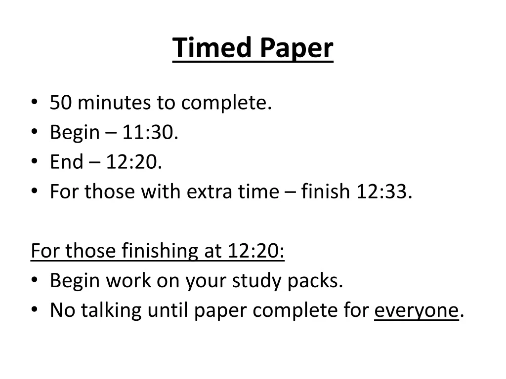 timed paper