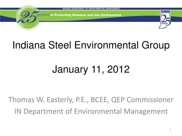 Indiana Steel Environmental Group January 11, 2012