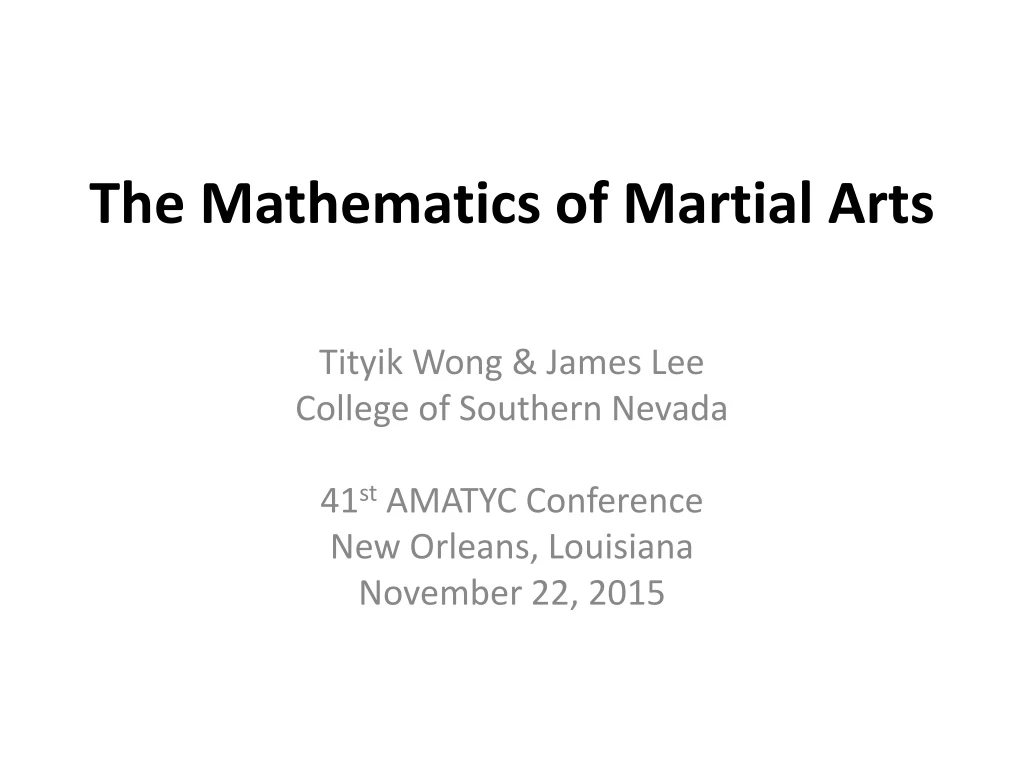 the mathematics of martial arts