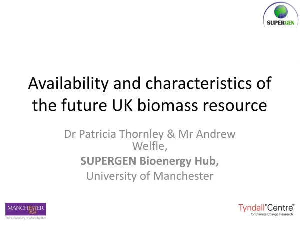 Availability and characteristics of the future UK biomass resource