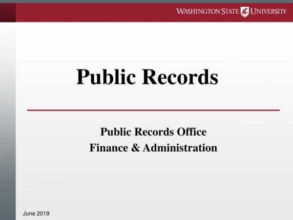 Public Records Office Finance &amp; Administration