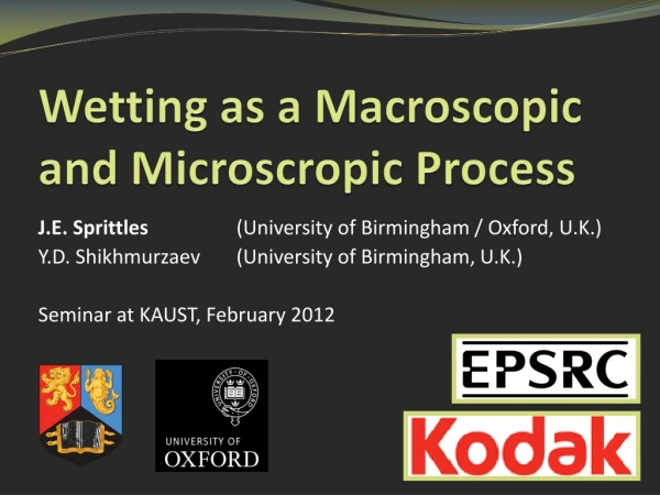 Wetting as a Macroscopic and Microscropic Process